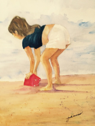 Girl at Beach by Judi Moreo
