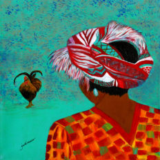 African Lady with Rooster